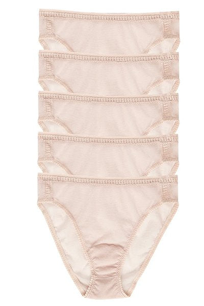 On Gossamer Mesh Hi Cut Brief Underwear 5 Pack - Champagne - source image 66303