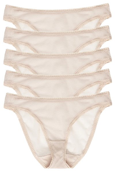On Gossamer Mesh Hip Bikini Underwear 5 Pack - Champagne - source image 66308