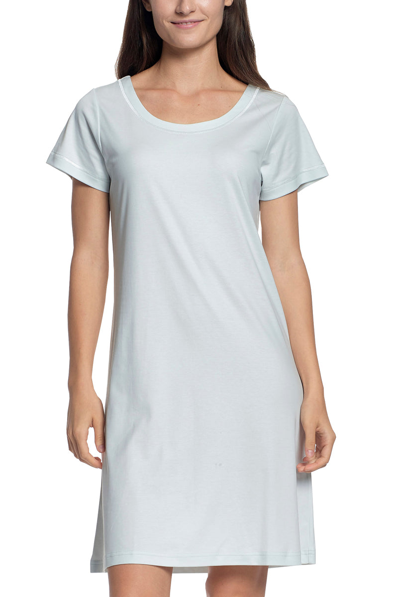 P.Jamas Butterknit Cap Sleeved Gown, Short - Blue - source image 7697