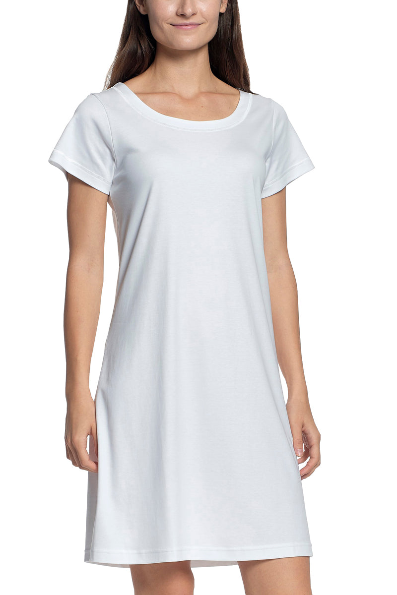 P.Jamas Butterknit Cap Sleeved Gown, Short - White - source image 65060