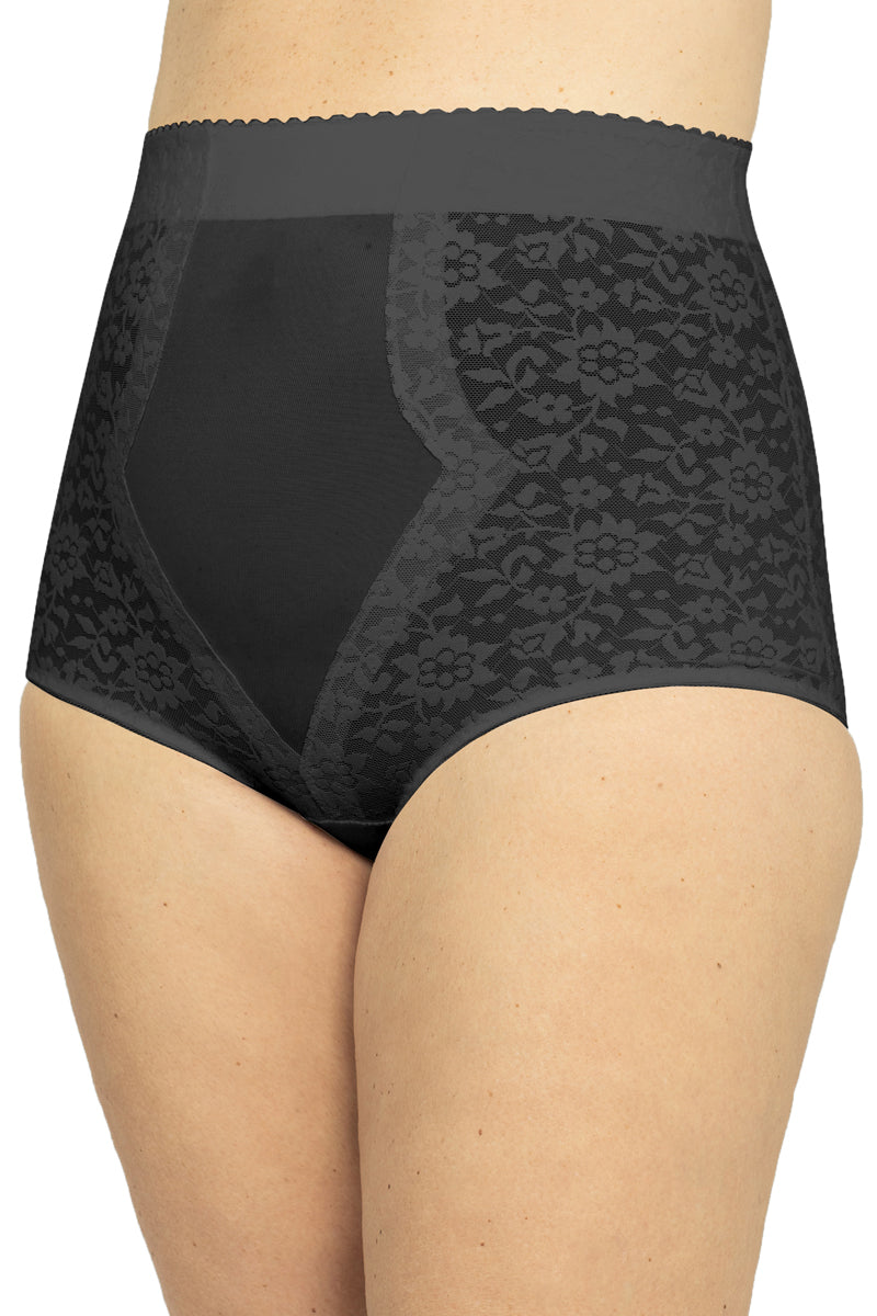 Plusform Instant Shaping Allover Lace Firm Control Two Way Shaping Brief - Black - source image 54594