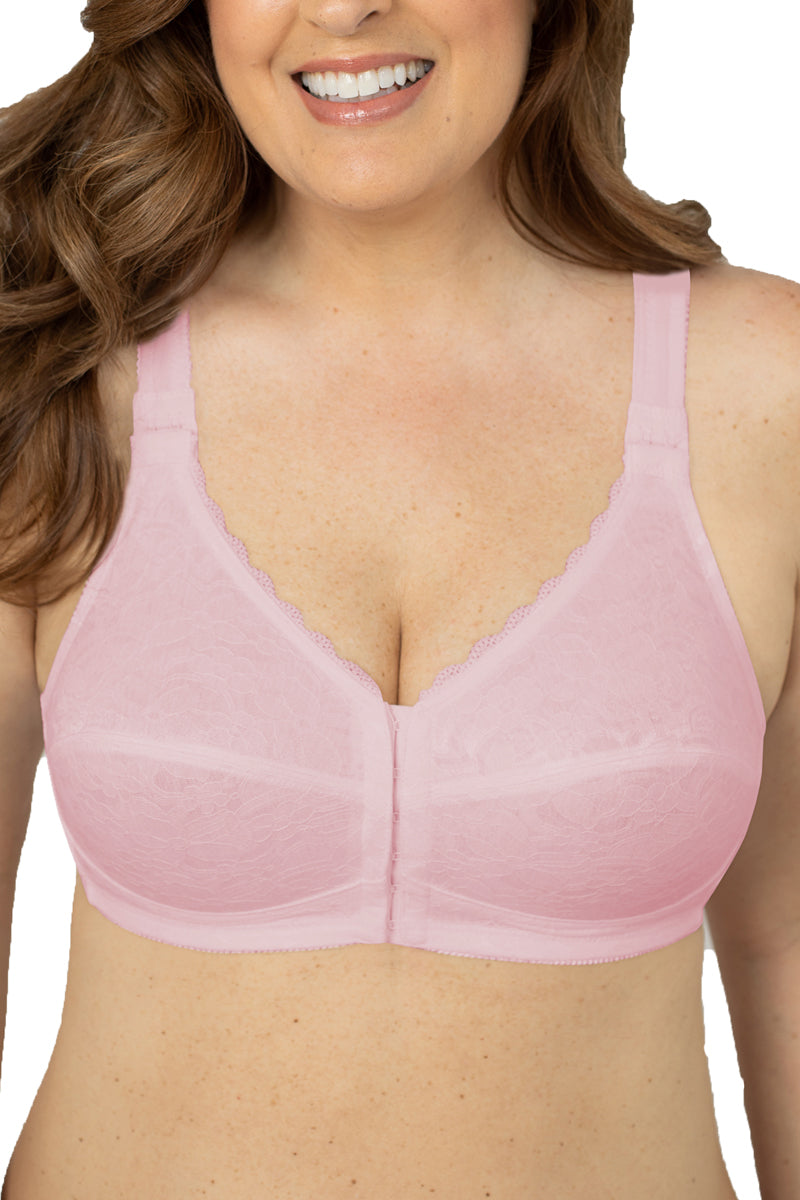 Plusform Instant Shaping Front Close Soft cup Posture Back Bra - Pink - source image 54559