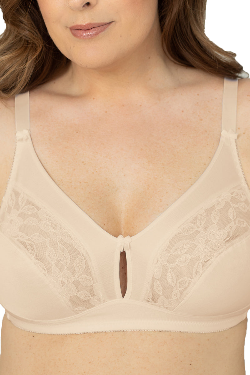 Plusform Tricot and Lace Keyhole Bra 2-Pack - Beige - source image 54567