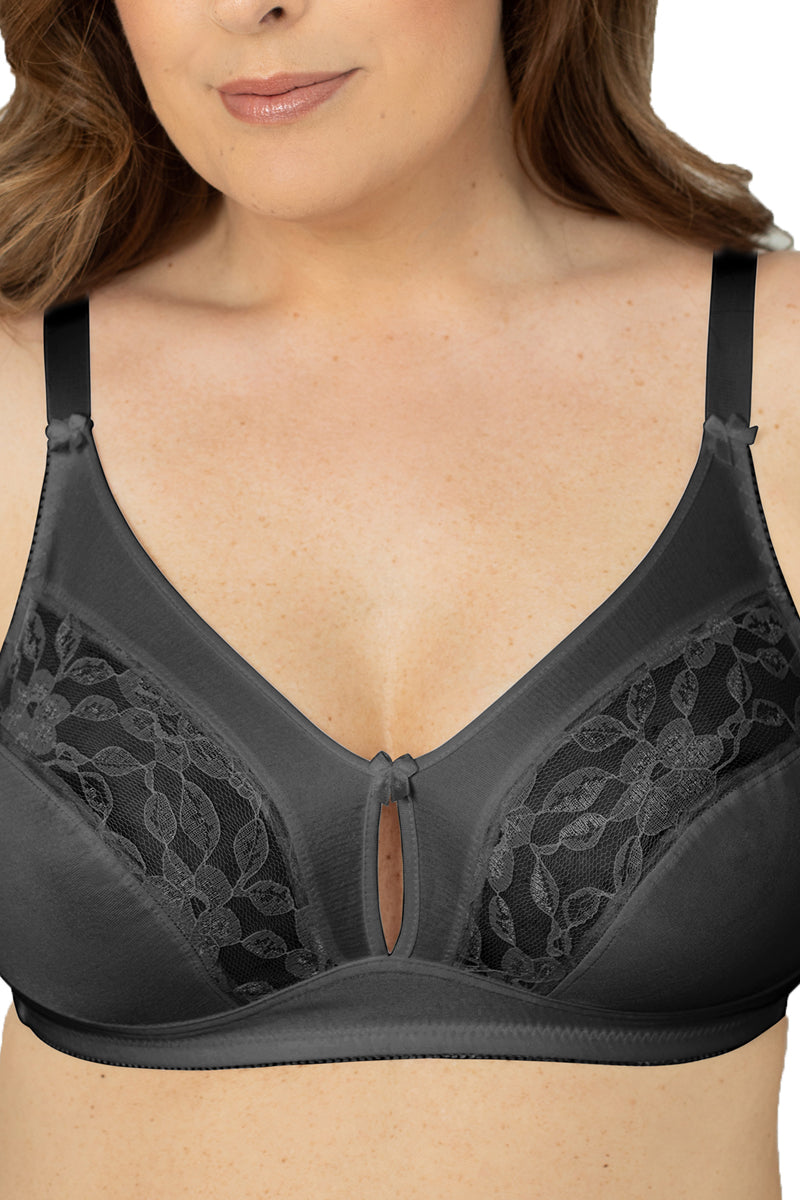 Plusform Tricot and Lace Keyhole Bra 2-Pack - Black - source image 54568