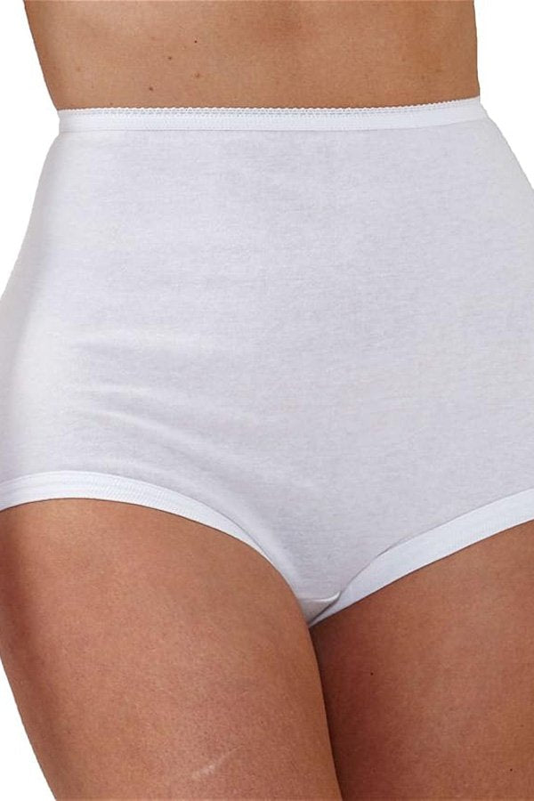 National 100% Cotton Cuff Leg Panties, Covered Leg Opening for No-Pinch, 6-Pack - White - source image 70592
