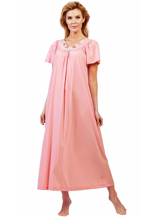 Shadowline Lingerie by Velrose Long Flutter Sleeve Nightgown - Pink - source image 46325