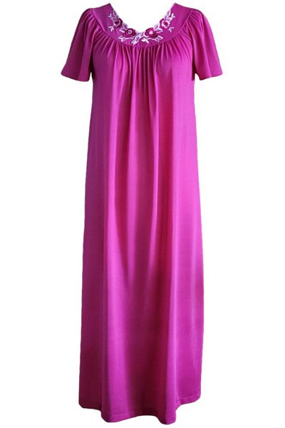 Shadowline Lingerie by Velrose Long Flutter Sleeve Nightgown - Raspberry - source image 56568