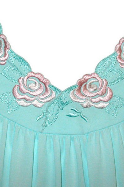 Shadowline Lingerie by Velrose Long Flutter Sleeve Nightgown - Seafoam - source image 46326