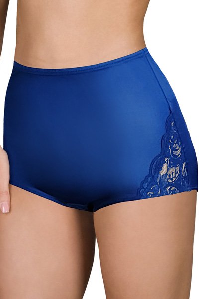 Shadowline Lingerie by Velrose Nylon Full Brief Panty with Lace, 3-Pack - Navy - source image 56687