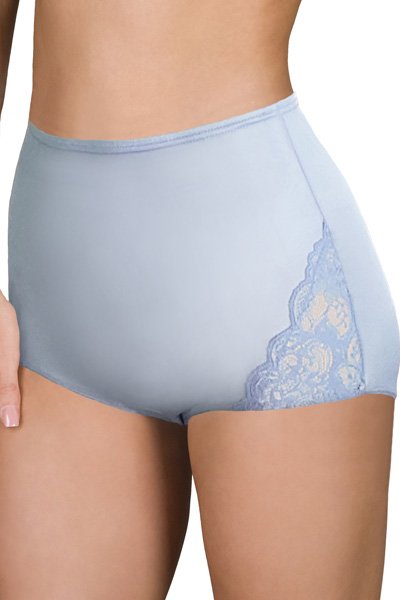 Shadowline Lingerie by Velrose Nylon Full Brief Panty with Lace, 3-Pack - Peri Frost - source image 56686