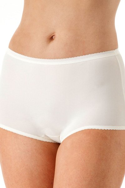 Shadowline Lingerie by Velrose Nylon Modern Brief Panty - White - source image 46219