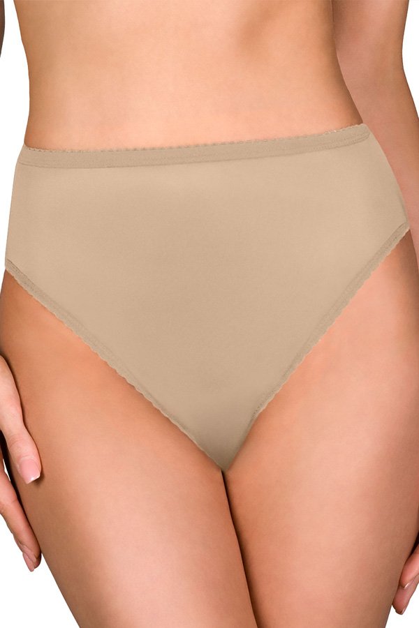 Shadowline Lingerie by Velrose Panties-Hi Cut Nylon Brief, 3-Pack - Nude - source image 56620