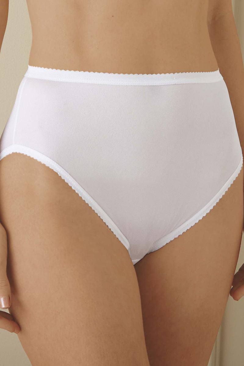 Shadowline Lingerie by Velrose Panties-Hi Cut Nylon Brief, 3-Pack - White - source image 56715