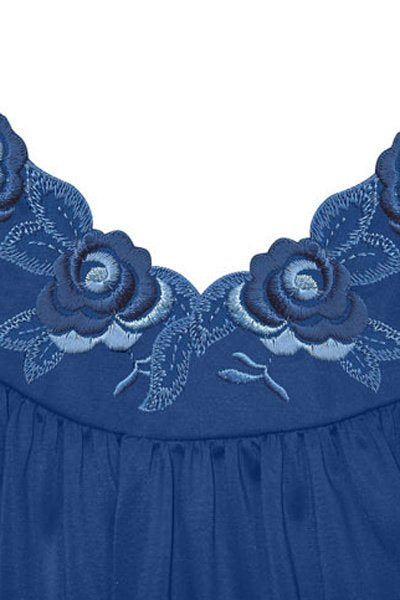 Shadowline Lingerie by Velrose Short 3/4 Sleeve Button Down Robe - Navy - source image 56570