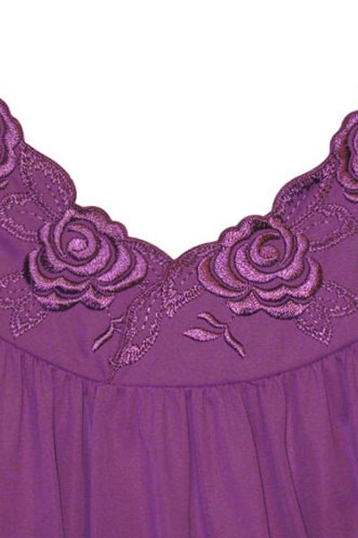 Shadowline Lingerie by Velrose Short 3/4 Sleeve Button Down Robe - Purple - source image 56574