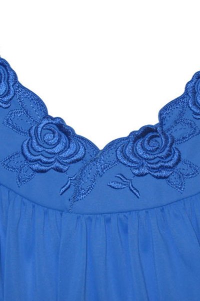 Shadowline Lingerie by Velrose Short 3/4 Sleeve Button Down Robe - Sapphire - source image 56573