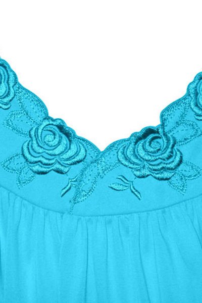 Shadowline Lingerie by Velrose Short 3/4 Sleeve Button Down Robe - Turquoise - source image 56571