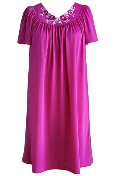 Shadowline Lingerie by Velrose Short Flutter Sleeve Nightgown - Raspberry - source image 56562