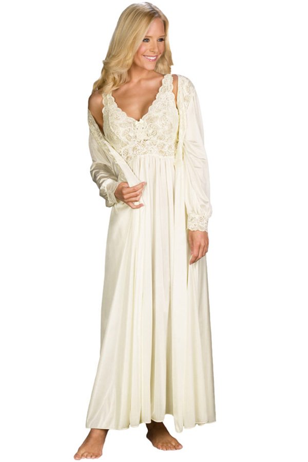 Shadowline Lingerie by Velrose Silhouette Gown and Peignoir Set - Ivory - source image 56675
