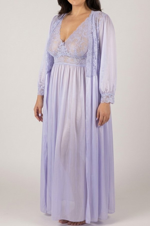 Shadowline Lingerie by Velrose Silhouette Gown and Peignoir Set - Peri Frost - source image 74363
