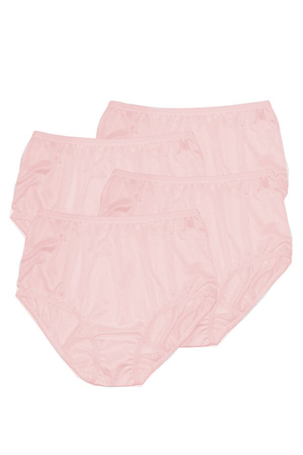 Teri Lingerie Plain Jane Full Cut Nylon Brief 4-Pack - Pink - source image 59626