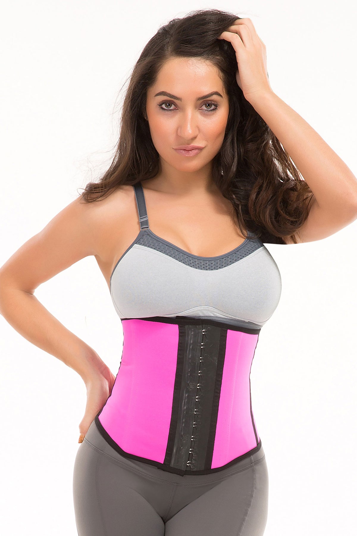 TruFigure Sport Latex Waist Cincher w/ 3-Hooks - Fuchsia - source image 17284