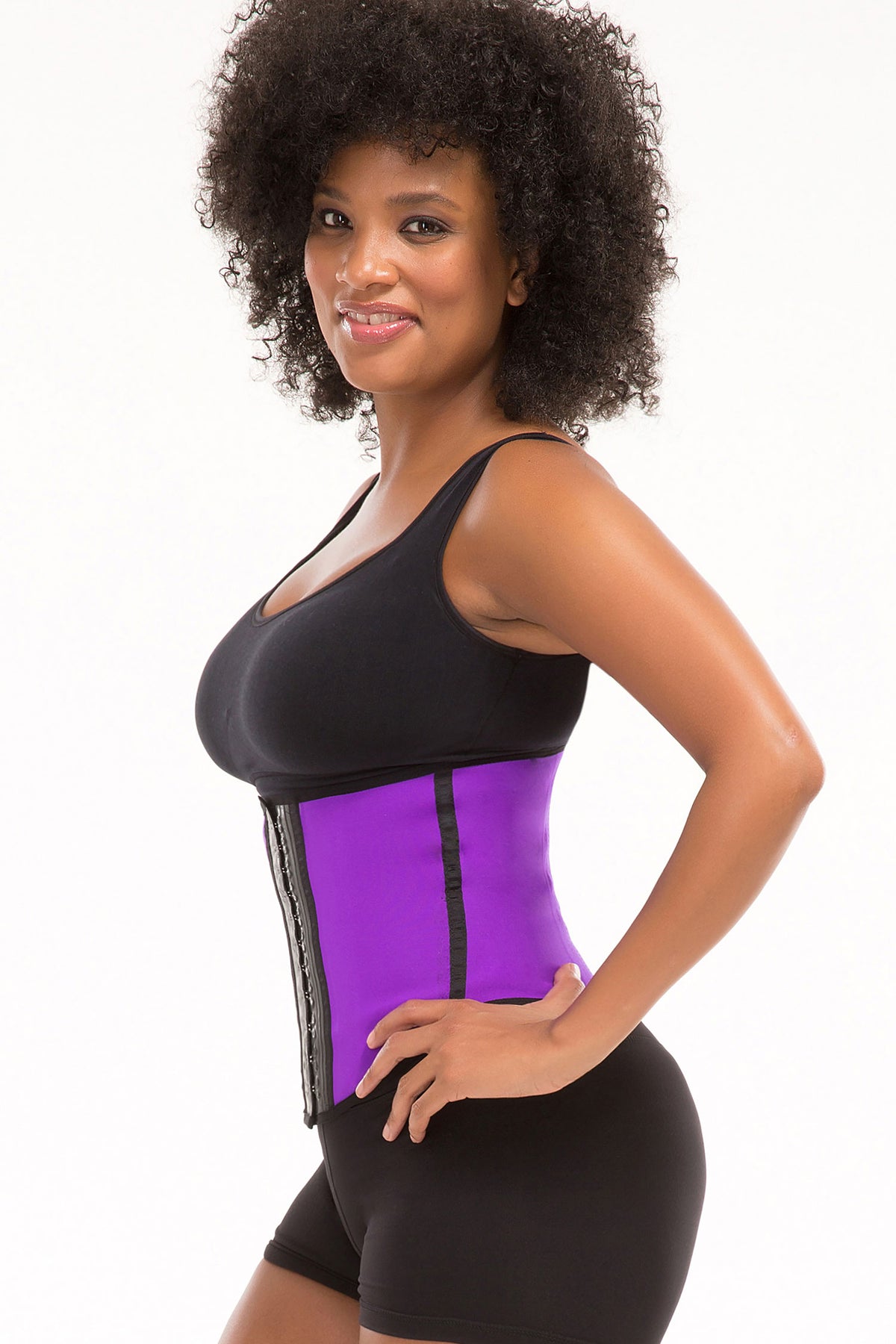 TruFigure Sport Latex Waist Cincher w/ 3-Hooks - Purple - source image 17288