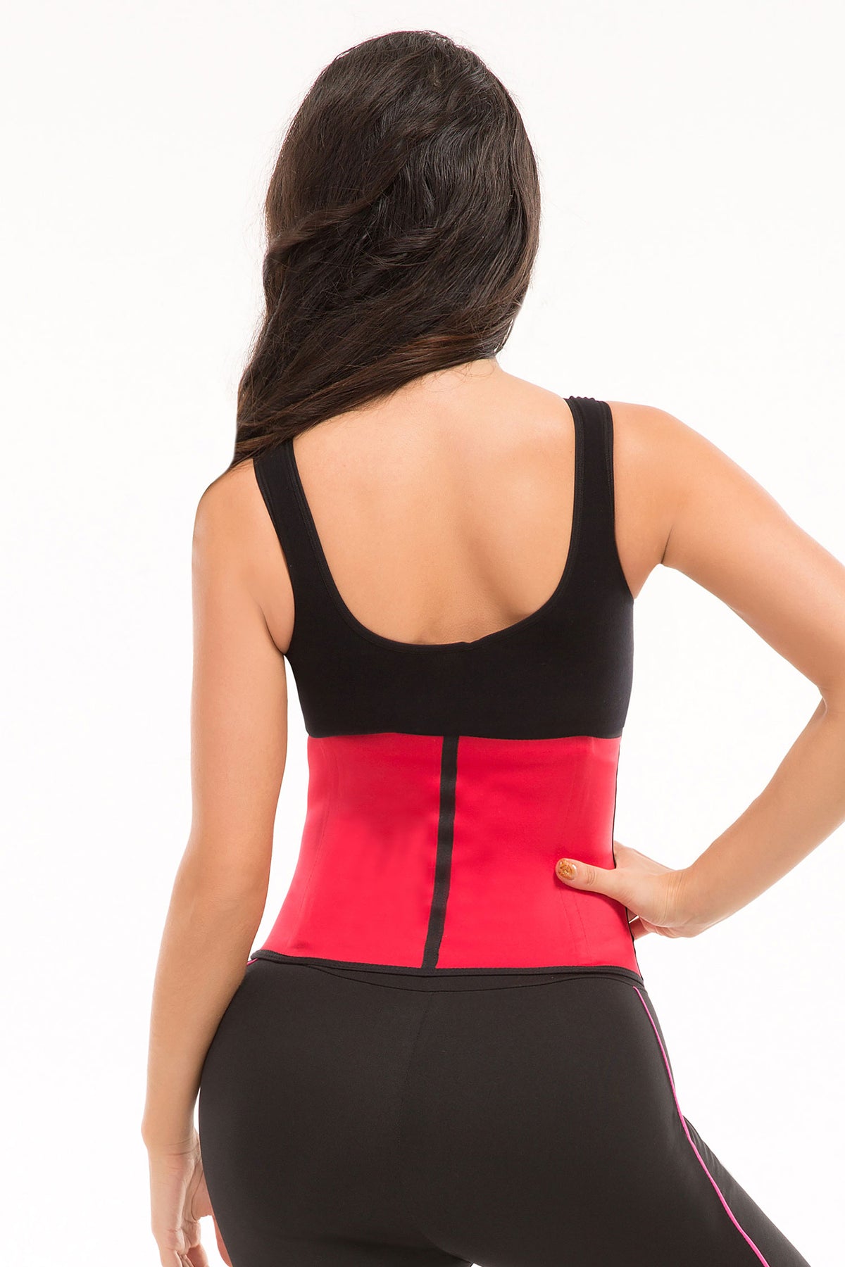 TruFigure Sport Latex Waist Cincher w/ 3-Hooks - Red - source image 18771
