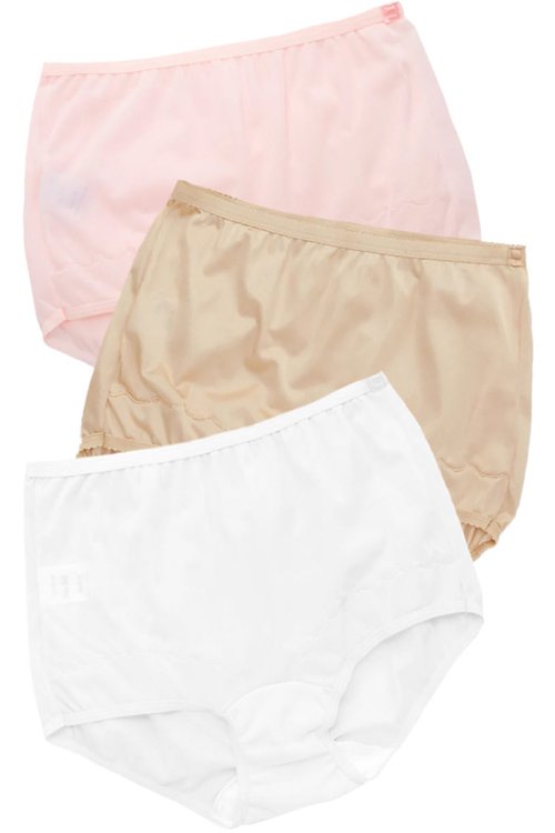 Velrose Lingerie Dixie Belle Scallop Trim Full Panty, 3-Pack - Pink/Nude/White - source image 65349