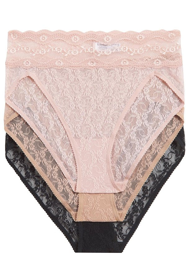 Wacoal b.tempt'd Lace Kiss Hi-Leg Panty Pack, 3-Pack - Rose Smoke/Au Natural/Night - source image 63895