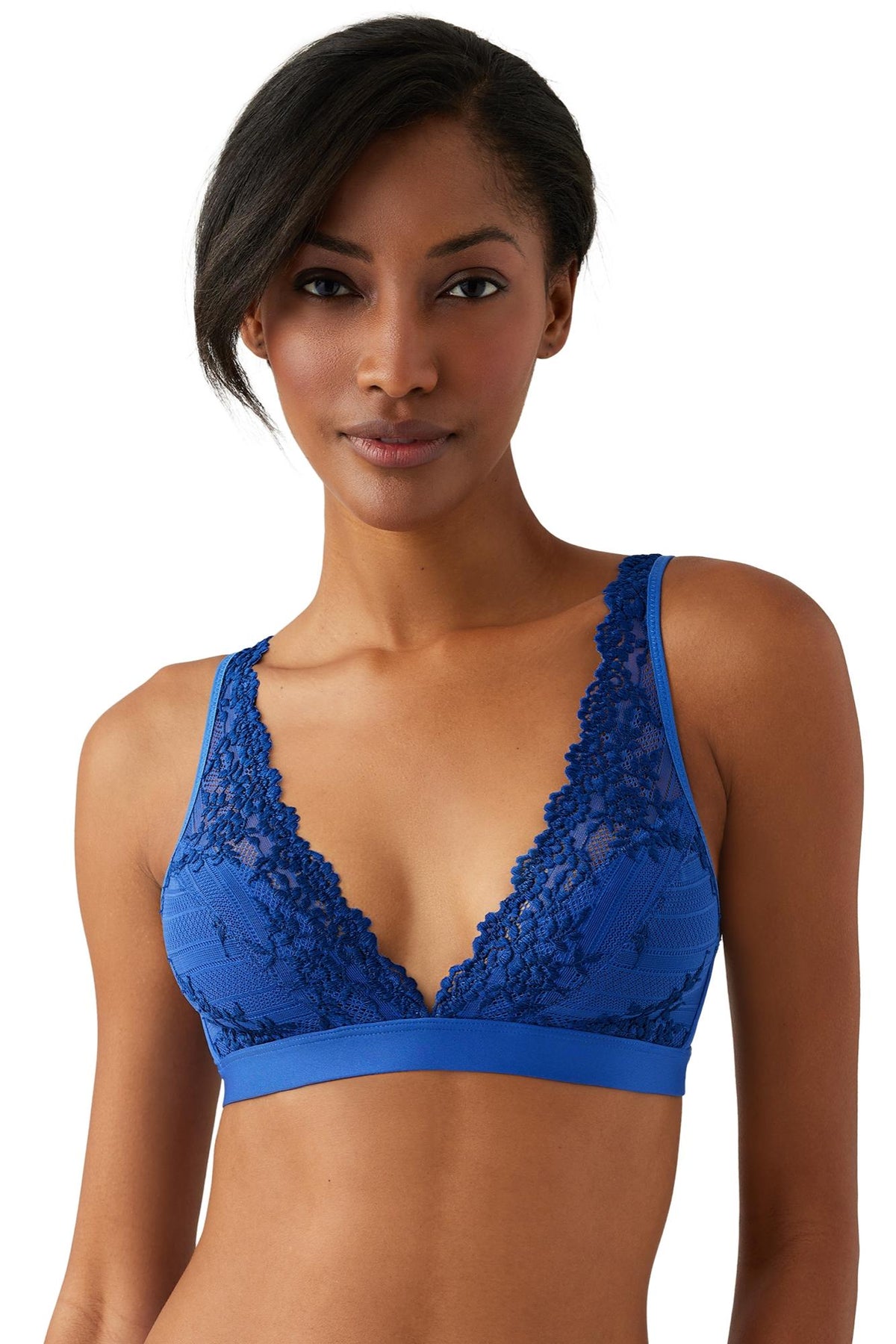 Wacoal Embrace Lace® Wire Free Bralette - Beaucoup Blue/Bellwether Blue - source image 65922