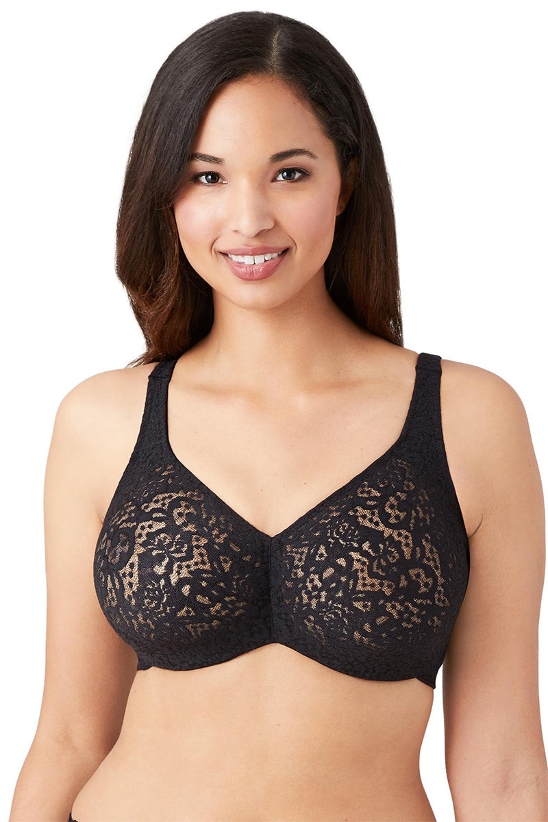 Wacoal Halo Lace Full Figure Underwire Bra - Black - source image 61895